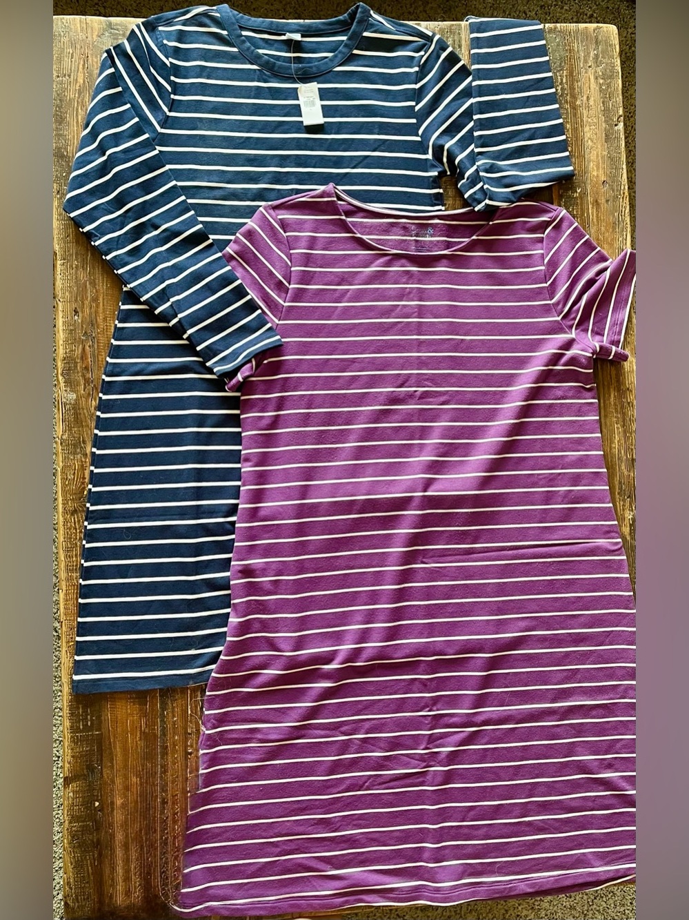 ☀️Duo Old Navy Long Sleeve & Croft and Barrow Short Sleeve Dresses Sz L